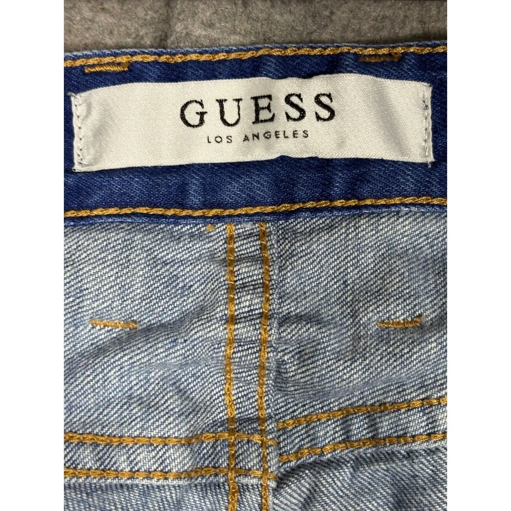 Guess Los Angeles Mens Slim Straight Distressed Blue Jeans Size 30 M71AS1R2J70‎